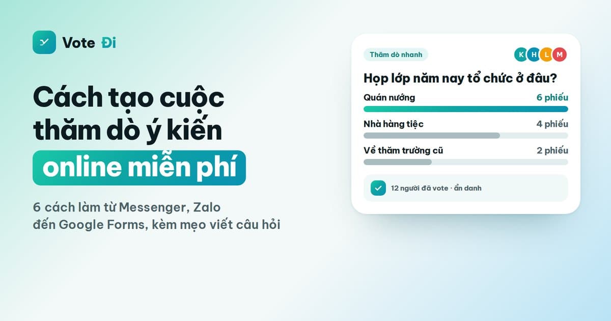 Cách tạo cuộc thăm dò ý kiến online miễn phí (6 cách, 2026)