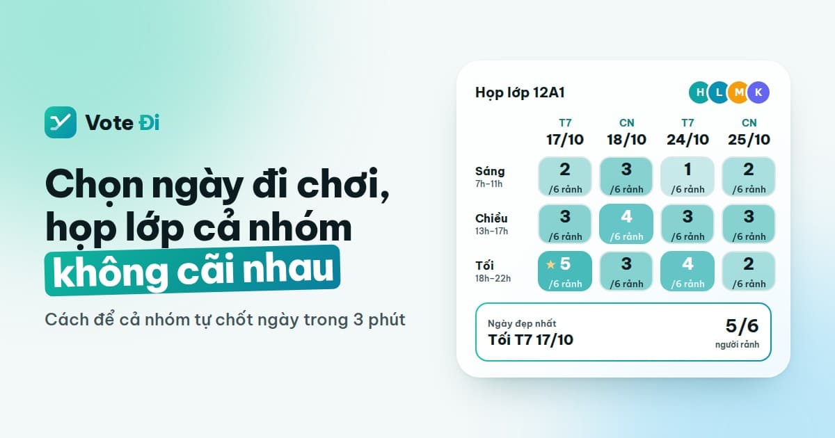 Cách chọn ngày đi chơi, họp lớp cả nhóm không cãi nhau